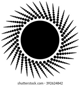 Abstract monochrome graphic with radiating dotted pattern