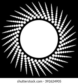 Abstract monochrome graphic with radiating dotted pattern