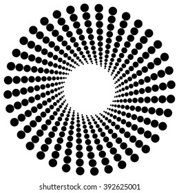 Abstract monochrome graphic with radiating dotted pattern