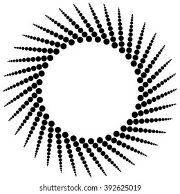 Abstract monochrome graphic with radiating dotted pattern