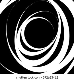 Abstract monochrome graphic with spirally random oval shapes. Twirl, vortex, whirlpool abstraction.