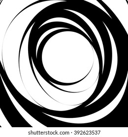 Abstract monochrome graphic with spirally random oval shapes. Twirl, vortex, whirlpool abstraction.