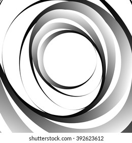 Abstract monochrome graphic with spirally random oval shapes. Twirl, vortex, whirlpool abstraction.