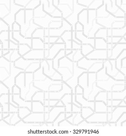 Abstract Monochrome Gray And White Metro Scheme Seamless Pattern. Transport Concept Wallpaper Vector Eps8 Simple Texture. Subway Map Background. Network Tile Art.