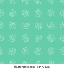 Abstract monochrome green english roses seamless pattern.