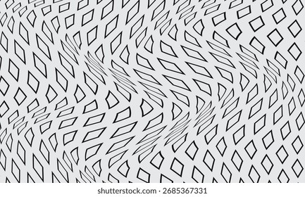 padrão de onda rombo com contorno cinza monocromático abstrato.