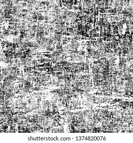 Abstract monochrome grunge background. The gloomy texture of the old worn surface. Scratches, chips, scuffs vector pattern