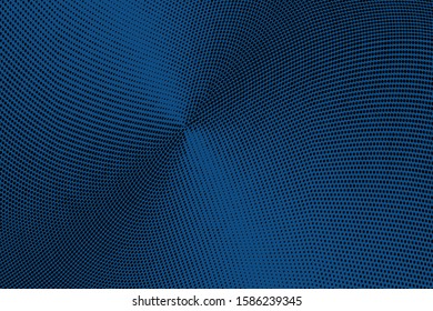 Abstract monochrome grunge blue halftone pattern. Soft dynamic lines. Half tone wide vector illustration with dots. Modern black and white polka dots wide background for web design, brochures, print