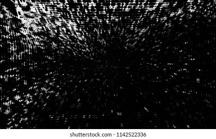Abstract monochrome grunge dark halftone pattern. Black and white colors. Panoramic vector illustration with dots. Modern polka dots background