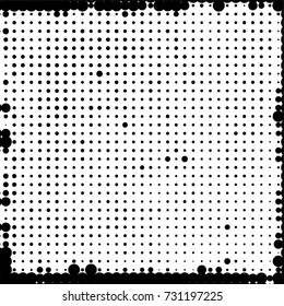 Abstract monochrome grunge halftone dots pattern. Design template vector illustration with dots. Modern background for web sites, sticker labels,postcards,banners, corporate identity, cover design