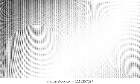 Abstract monochrome grunge halftone pattern. Soft dynamic lines. Vector illustration with dots. Modern polka dots background