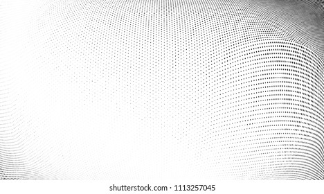 Abstract monochrome grunge halftone pattern. Soft dynamic lines. Vector illustration with dots. Modern polka dots background