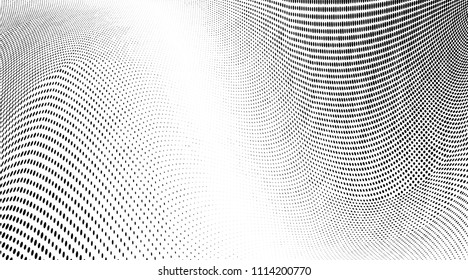 Abstract monochrome grunge halftone pattern. Soft dynamic lines. Vector illustration with dots. Modern polka dots background