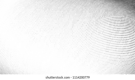 Abstract monochrome grunge halftone pattern. Soft dynamic lines. Vector illustration with dots. Modern polka dots background