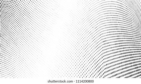 Abstract monochrome grunge halftone pattern. Soft dynamic lines. Vector illustration with dots. Modern polka dots background