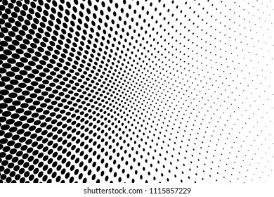 Abstract monochrome grunge halftone pattern. Soft dynamic lines. Vector illustration with dots. Modern polka dots background