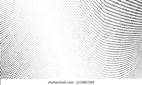 Abstract monochrome grunge halftone pattern. Soft dynamic lines. Vector illustration with dots. Modern polka dots background