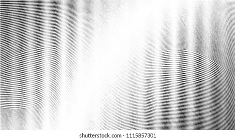 Abstract monochrome grunge halftone pattern. Soft dynamic lines. Vector illustration with dots. Modern polka dots background