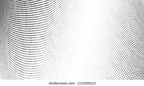 Abstract monochrome grunge halftone pattern. Soft dynamic lines. Vector illustration with dots. Modern polka dots background