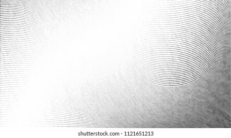 Abstract monochrome grunge halftone pattern. Soft dynamic lines. Vector illustration with dots. Modern polka dots background