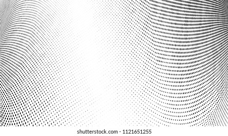 Abstract monochrome grunge halftone pattern. Soft dynamic lines. Vector illustration with dots. Modern polka dots background