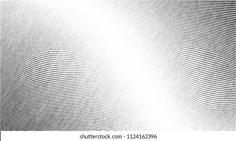 Abstract monochrome grunge halftone pattern. Soft dynamic lines. Vector illustration with dots. Modern polka dots background