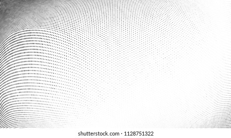 Abstract monochrome grunge halftone pattern. Soft dynamic lines. Vector illustration with dots. Modern polka dots background
