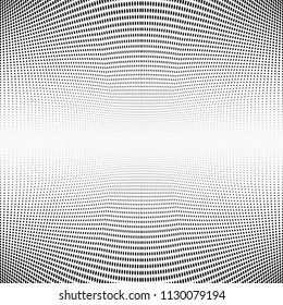 Abstract monochrome grunge halftone pattern. Soft dynamic lines. Vector illustration with dots. Modern polka dots background