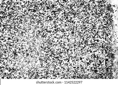 Abstract monochrome grunge halftone pattern.  Vector illustration with dots. Modern urban distress background
