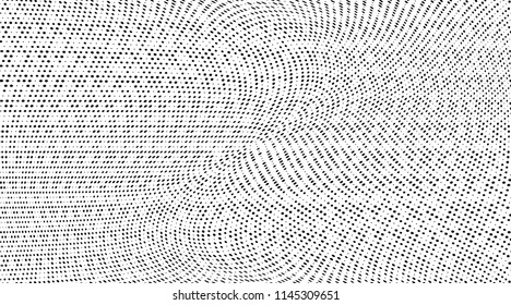 Abstract monochrome grunge halftone pattern.  Vector illustration with dots. Modern urban panoramic background