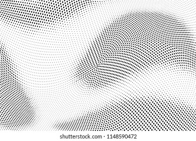 Abstract monochrome grunge halftone pattern. Soft dotted stains and lines. Vector illustration with dots. Modern polka dots background
