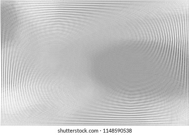 Abstract monochrome grunge halftone pattern. Soft dotted stains and lines. Vector illustration with dots. Modern polka dots background