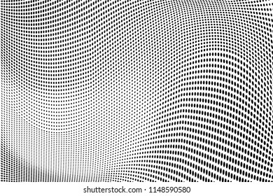 Abstract monochrome grunge halftone pattern. Soft dotted stains and lines. Vector illustration with dots. Modern polka dots background