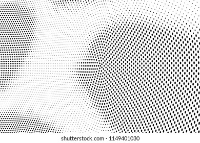 Abstract monochrome grunge halftone pattern. Soft dotted stains and lines. Vector illustration with dots. Modern polka dots background