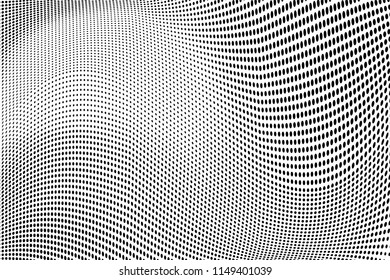 Abstract monochrome grunge halftone pattern. Soft dotted stains and lines. Vector illustration with dots. Modern polka dots background