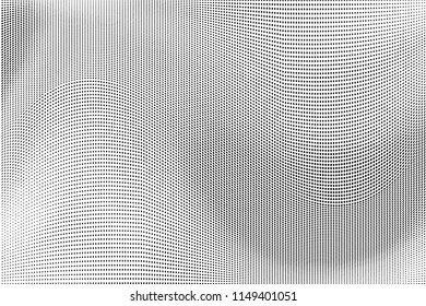 Abstract monochrome grunge halftone pattern. Soft dotted stains and lines. Vector illustration with dots. Modern polka dots background
