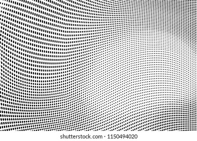 Abstract monochrome grunge halftone pattern. Soft dotted stains and splashes. Vector illustration with dots. Modern polka dots background