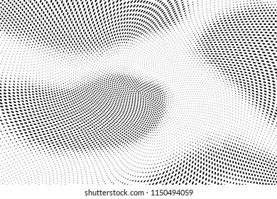 Abstract monochrome grunge halftone pattern. Soft dotted stains and splashes. Vector illustration with dots. Modern polka dots background