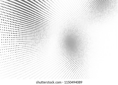 Abstract monochrome grunge halftone pattern. Soft dotted stains and splashes. Vector illustration with dots. Modern polka dots background