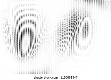 Abstract monochrome grunge halftone pattern. Soft dotted stains and splashes. Vector illustration with dots. Modern polka dots background