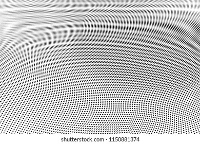 Abstract monochrome grunge halftone pattern. Soft dotted stains and splashes. Vector illustration with dots. Modern polka dots background