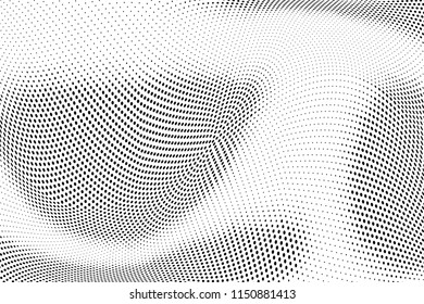 Abstract monochrome grunge halftone pattern. Soft dotted stains and splashes. Vector illustration with dots. Modern polka dots background