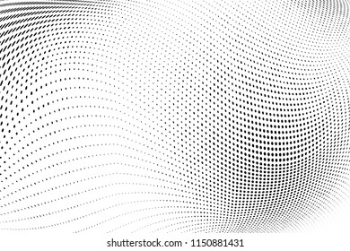 Abstract monochrome grunge halftone pattern. Soft dotted stains and splashes. Vector illustration with dots. Modern polka dots background