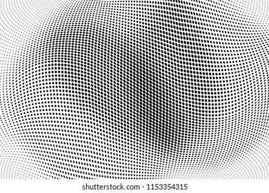 Abstract monochrome grunge halftone pattern. Soft dotted stains and splashes. Vector illustration with dots. Modern polka dots background