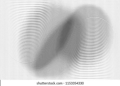 Abstract monochrome grunge halftone pattern. Soft dotted stains and splashes. Vector illustration with dots. Modern polka dots background