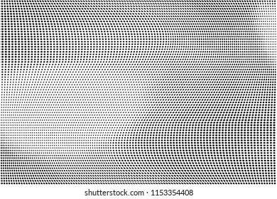 Abstract monochrome grunge halftone pattern. Soft dotted stains and splashes. Vector illustration with dots. Modern polka dots background