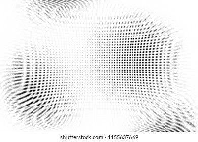 Abstract monochrome grunge halftone pattern. Soft dotted stains and splashes. Vector illustration with dots. Modern polka dots background