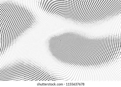 Abstract monochrome grunge halftone pattern. Soft dotted stains and splashes. Vector illustration with dots. Modern polka dots background