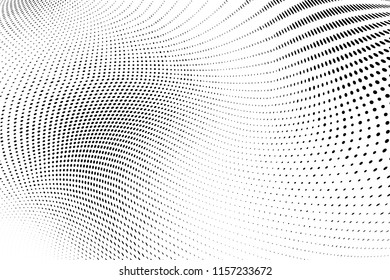 Abstract monochrome grunge halftone pattern. Soft dotted stains and splashes. Vector illustration with dots. Modern polka dots background