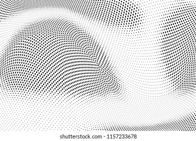 Abstract monochrome grunge halftone pattern. Soft dotted stains and splashes. Vector illustration with dots. Modern polka dots background